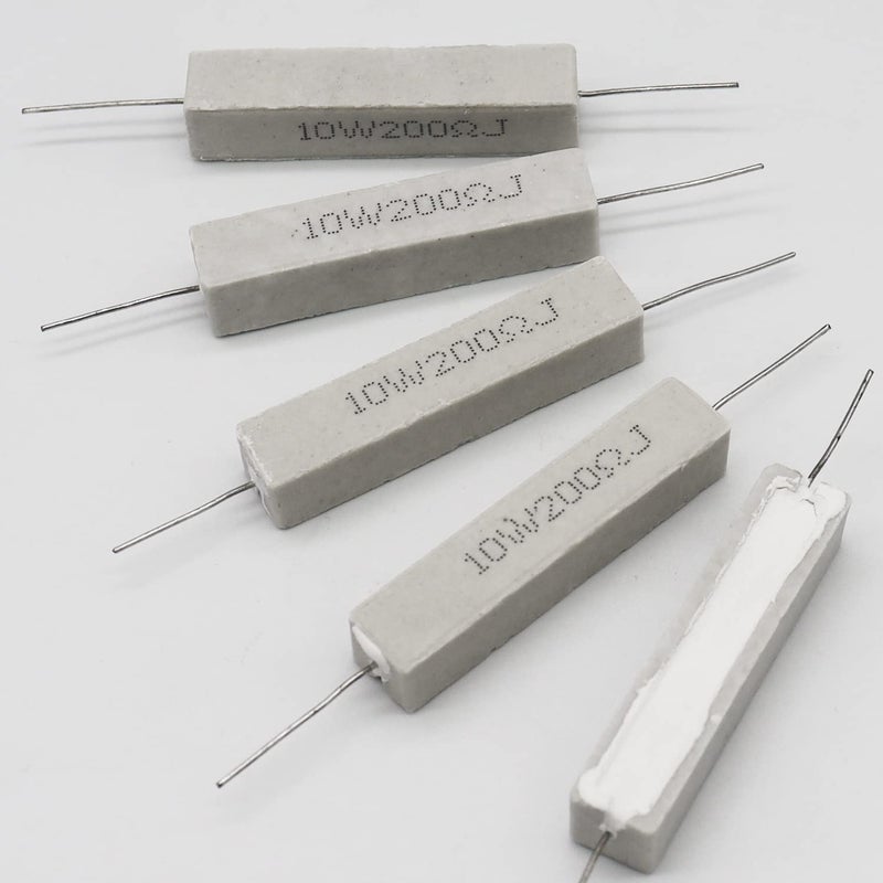 Dimlove 10W 200 Ohm 5% Cement Resistor, Axial Lead, White, 10 Pack - Image 4